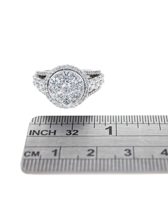 Diamond Cluster Halo Ring with 3 Row Open Shank